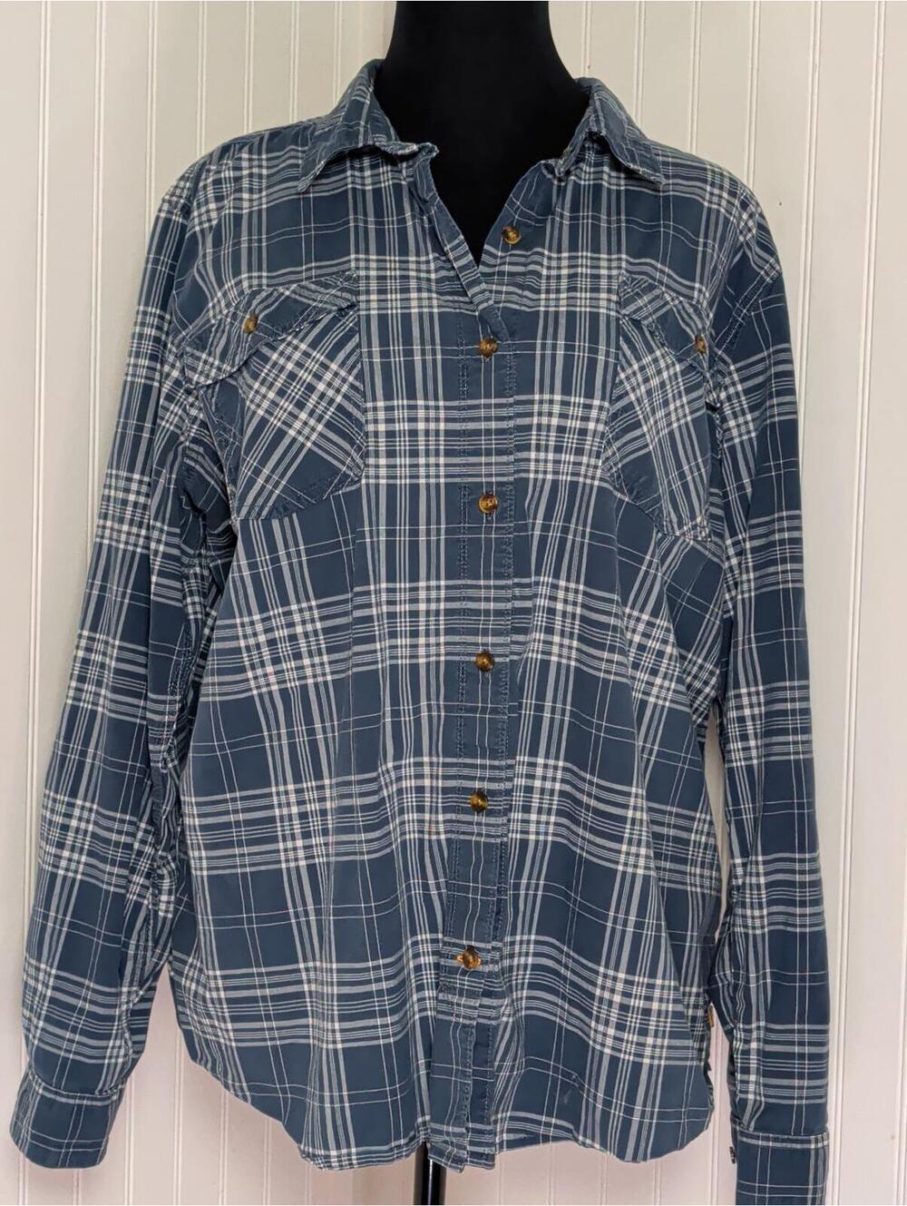 Carhartt Blue Plaid Long Sleeve Button Front Shirt Women's XXL